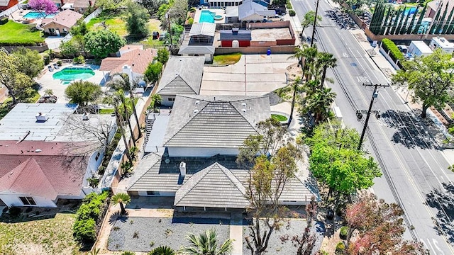8309 Hillside Rd, Alta Loma, CA 91701 - aerial view of property and surrounding area with a pool area