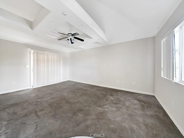 8309 Hillside Rd, Alta Loma, CA 91701 - empty room featuring finished concrete flooring, baseboards, a ceiling fan, and recessed lighting