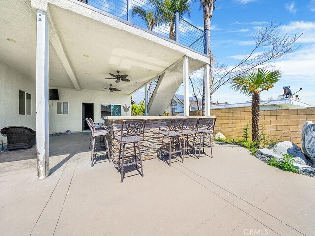 8309 Hillside Rd, Alta Loma, CA 91701 - view of patio / terrace featuring fence and a ceiling fan