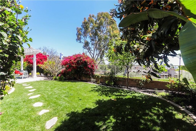 26962 Willow Tree Ln, Laguna Hills, CA 92653 - view of yard with a pergola, a patio, and fence