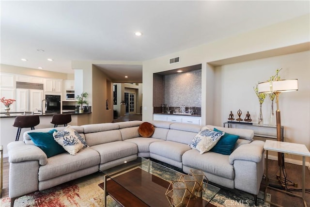 26962 Willow Tree Ln, Laguna Hills, CA 92653 - living area featuring visible vents and recessed lighting