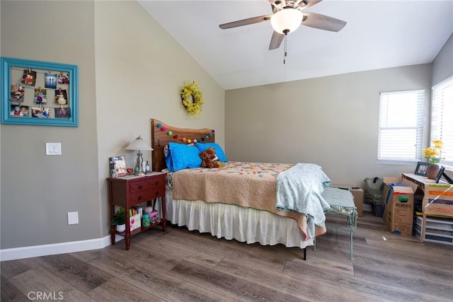 23898 Via Pamilla, Murrieta, CA 92562 - bedroom with vaulted ceiling, wood finished floors, and ceiling fan
