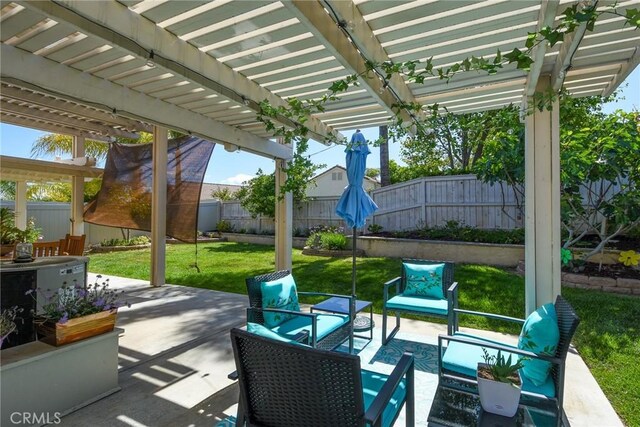 23898 Via Pamilla, Murrieta, CA 92562 - view of patio / terrace featuring a pergola and an outdoor living space