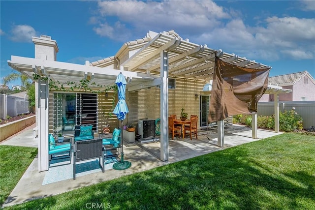 23898 Via Pamilla, Murrieta, CA 92562 - back of house featuring a pergola, central air condition unit, a patio area, and a chimney