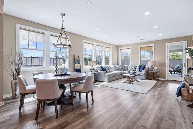 7 Alienta Ln, Rancho Mission Viejo, CA 92694 - dining area featuring baseboards, recessed lighting, wood finished floors, and a wealth of natural light