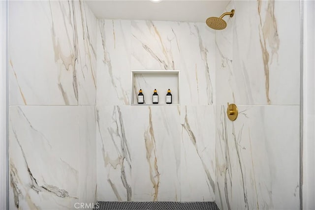 interior details with a marble finish shower