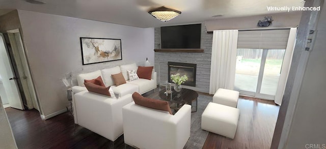 1258 Armstrong Cir, Escondido, CA 92027 - living room with wood finished floors and a fireplace