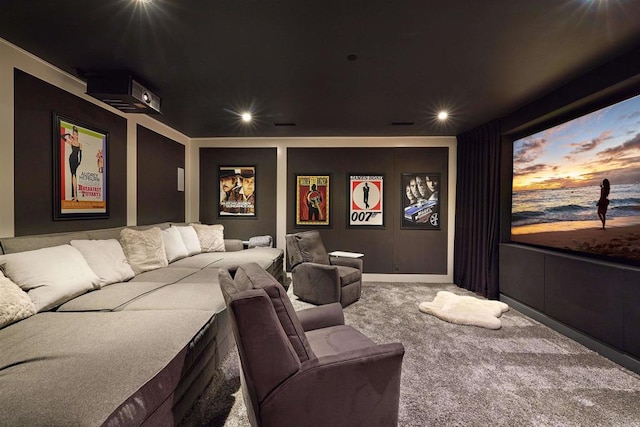 18320 Colina Fuerte, Rancho Santa Fe, CA 92067 - home theater room featuring carpet, recessed lighting, and baseboards