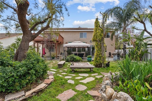 13126 Glandt Ct, Corona, CA 92883 - rear view of house featuring a gazebo, a patio area, and stucco siding