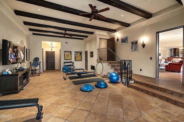 561 Saddle Ln, Ojai, CA 93023 - workout room featuring tile patterned floors, ceiling fan, and visible vents