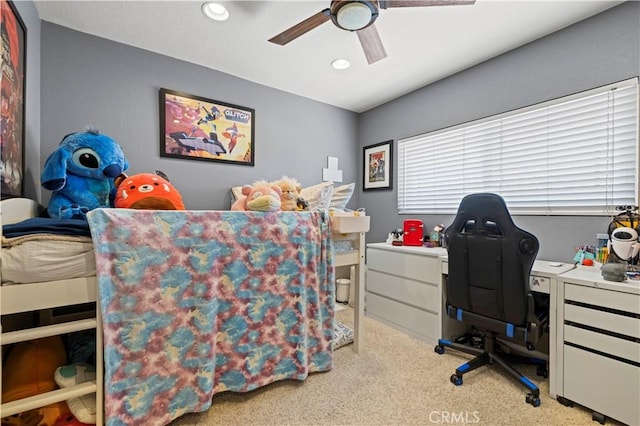 22004 Pamplico Dr, Saugus, CA 91350 - bedroom with recessed lighting, ceiling fan, and carpet floors