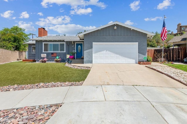 1350 Coy Ct, El Cajon, CA 92021 - ranch-style house with driveway, a garage, and a chimney
