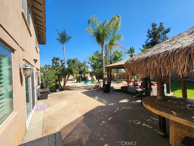 3535 Sunmeadow Cir, Corona, CA 92881 - view of patio / terrace featuring an outdoor living space, a gazebo, and an outdoor pool