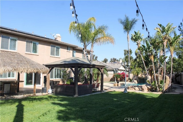 3535 Sunmeadow Cir, Corona, CA 92881 - rear view of house with a gazebo, stucco siding, a patio area, and a yard