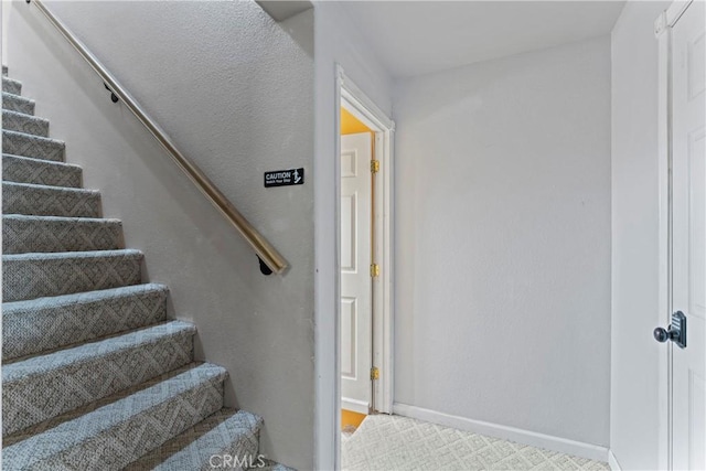 2745 Deer Creek Dr, Running Springs, CA 92382 - staircase with baseboards and carpet flooring