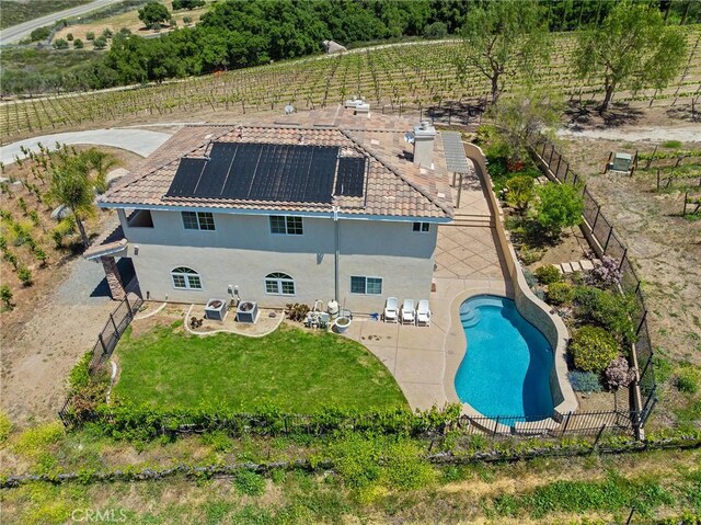 drone / aerial view with a rural view