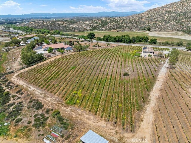 aerial view with a mountain view and a rural view