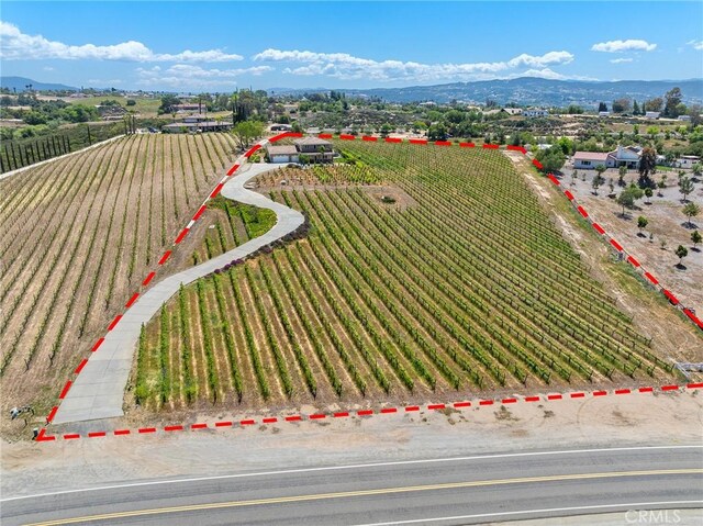 drone / aerial view with a rural view and a mountain view