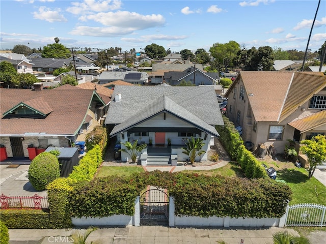 aerial view featuring a residential view