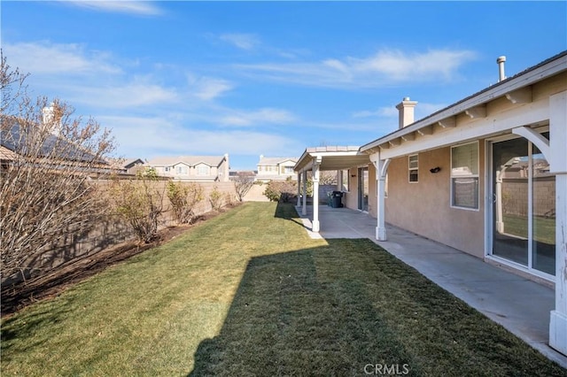 view of yard featuring a fenced backyard and a patio