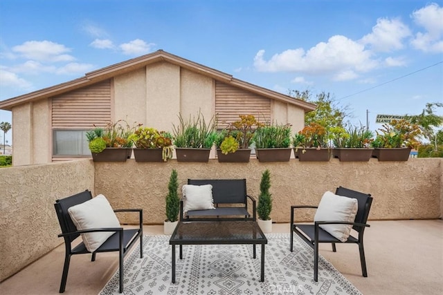 view of patio featuring an outdoor living space