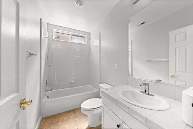 16219 Skyridge Dr, Riverside, CA 92503 - bathroom with vanity, toilet, shower / bathtub combination, and tile patterned floors