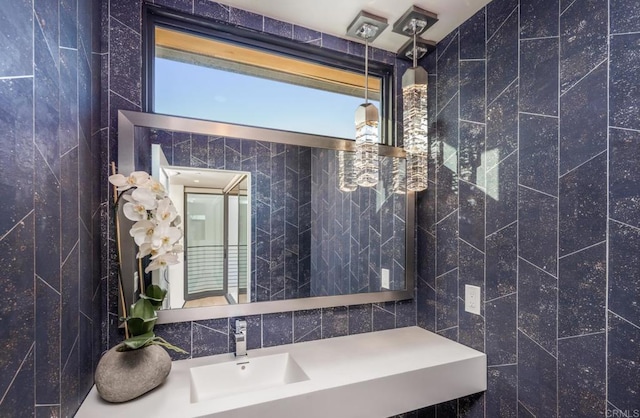5170 Carlsbad Blvd, Carlsbad, CA 92008 - bathroom featuring tile walls, decorative backsplash, and vanity