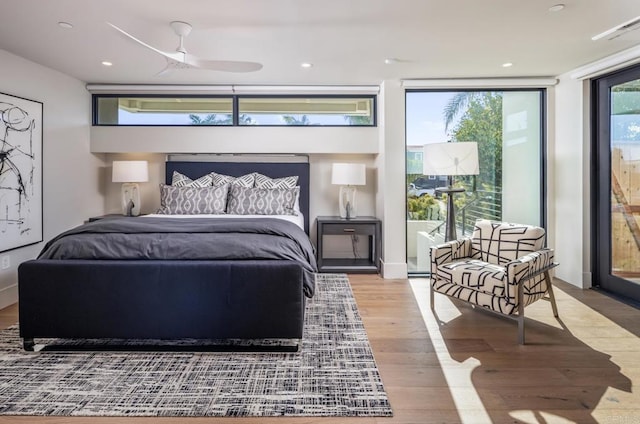 5170 Carlsbad Blvd, Carlsbad, CA 92008 - bedroom with access to exterior, wood finished floors, recessed lighting, and floor to ceiling windows