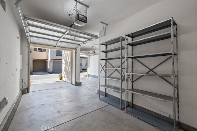 garage with a garage door opener