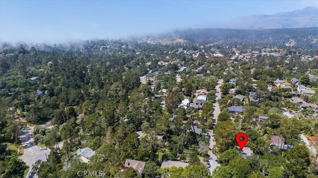aerial view with a wooded view
