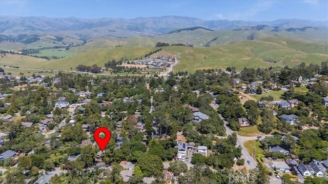 2320 Wilcombe Dr, Cambria, CA 93428 - aerial view of property's location with mountains