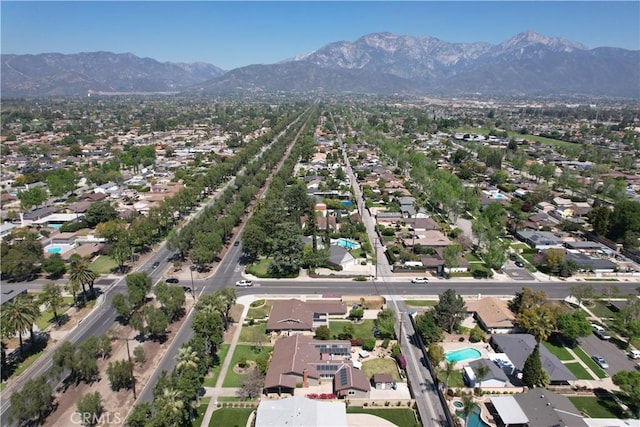 aerial view with a mountain view and a residential view