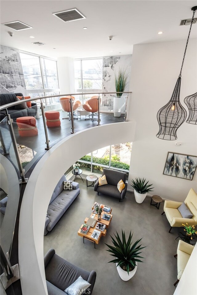 living area with visible vents