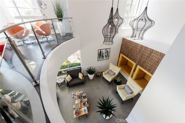 interior space featuring a high ceiling