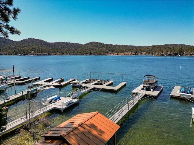 27994 W Shore Rd, Lake Arrowhead, CA 92352 - dock area with a view of trees and a water view