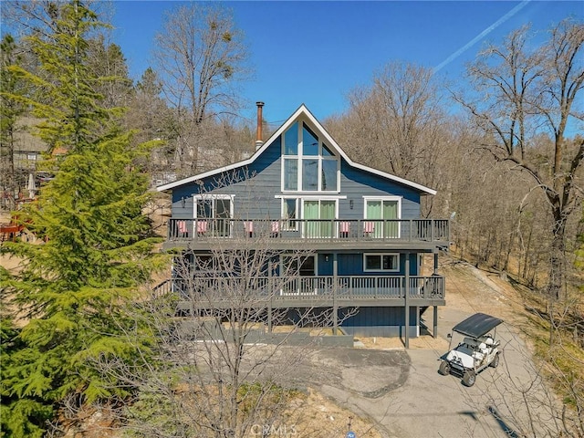 27994 W Shore Rd, Lake Arrowhead, CA 92352 - rear view of house featuring a deck