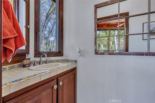 bathroom with vanity and a wealth of natural light