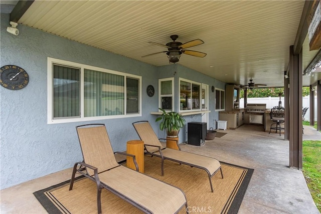 805 W Brentwood Ave, Orange, CA 92865 - view of patio with exterior kitchen and a ceiling fan