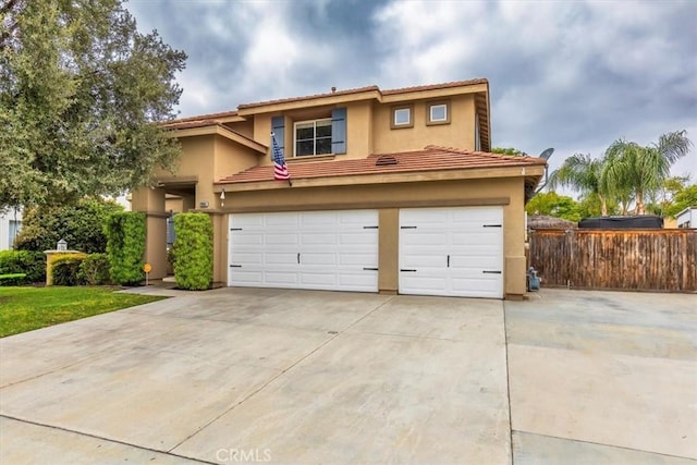 29567 Cool Meadow Dr, Menifee, CA 92584 - view of front of home featuring a garage, concrete driveway, stucco siding, and a tile roof