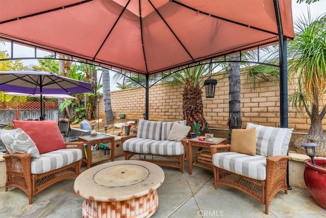 29567 Cool Meadow Dr, Menifee, CA 92584 - view of patio featuring a gazebo and an outdoor hangout area