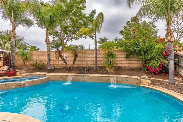 29567 Cool Meadow Dr, Menifee, CA 92584 - view of pool with a fenced backyard and a pool with connected hot tub