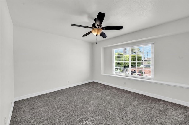 12195 Monte Vista Ave, Chino, CA 91710 - unfurnished room featuring ceiling fan, baseboards, and dark colored carpet