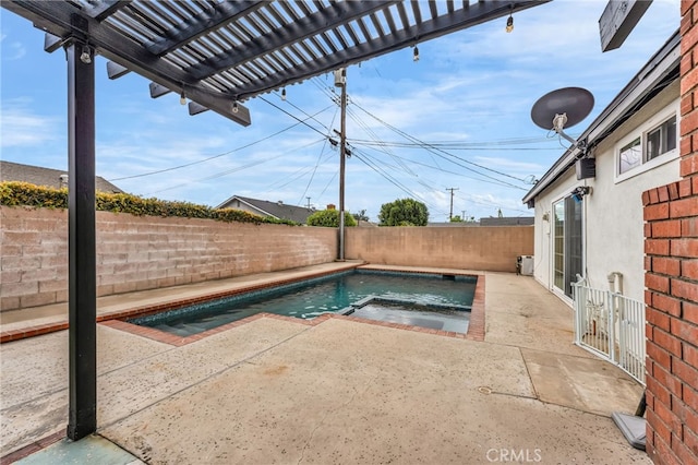12195 Monte Vista Ave, Chino, CA 91710 - view of pool featuring a pergola, a patio area, a fenced backyard, and a fenced in pool