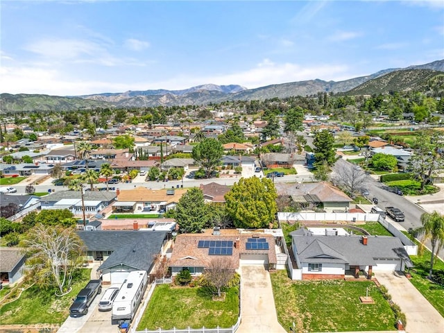 bird's eye view with a mountain view and a residential view