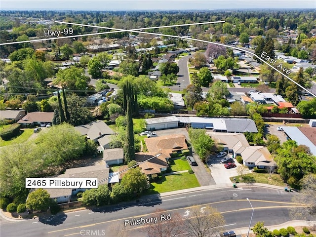 drone / aerial view with a residential view