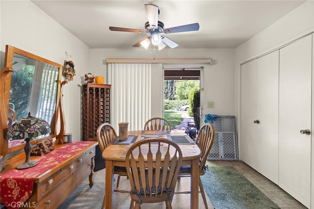 dining room featuring a ceiling fan