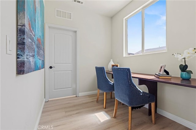 11102 Duran, Jurupa Valley, CA 91752 - home office featuring light wood finished floors, visible vents, and baseboards