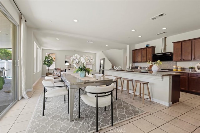 11102 Duran, Jurupa Valley, CA 91752 - dining room featuring light tile patterned flooring, visible vents, and recessed lighting
