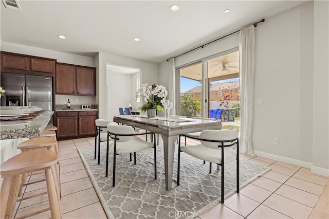 11102 Duran, Jurupa Valley, CA 91752 - dining room with recessed lighting, light tile patterned floors, visible vents, and baseboards