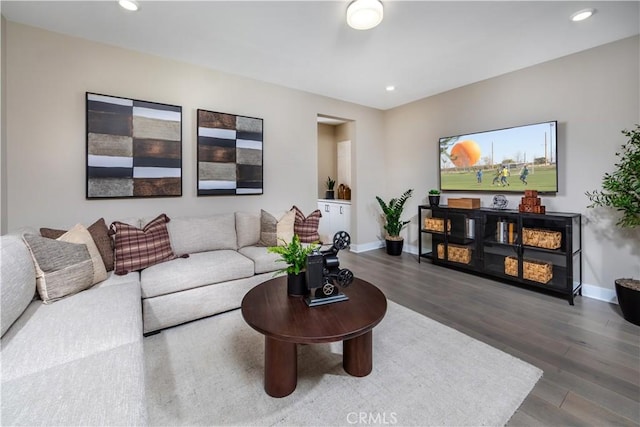 105 Great Park Blvd, Irvine, CA 92618 - living room featuring recessed lighting, baseboards, and wood finished floors